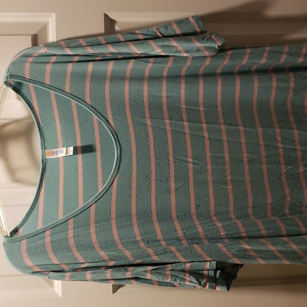 Light turquoise white striped tunic